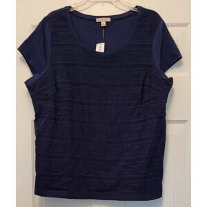 NWT Dressbarn Blue Pullover Short Sleeve Shirt Size 1X